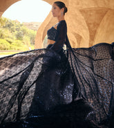 Designer Dark shaded with detailed embroidery Shrug Style indo western Lehenga for all occassion